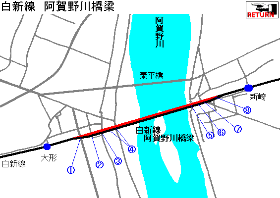 白新線阿賀野川橋梁地図