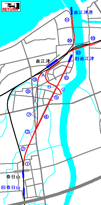 信越本線旧線直江津付近地図