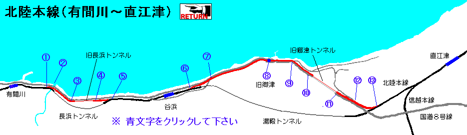 北陸本線旧線（有間川～谷浜）